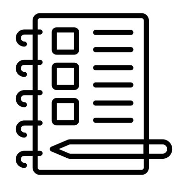 Kalemli sarmal kitap, not defteri simgesi