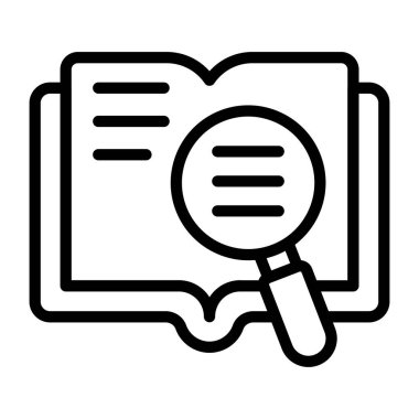 Büyüteç altında kitap, arama kitabı simgesi