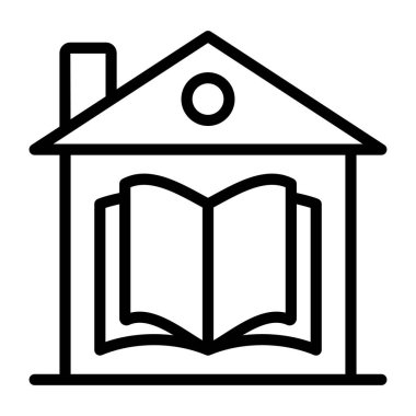 Kitapçık evin içinde, evde öğrenim simgesi