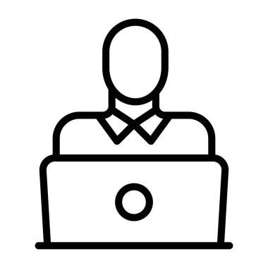 Dizüstü bilgisayarın önünde Avatar, çevrimiçi öğrenci simgesi