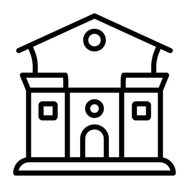 Okul inşaatının ikon ve doğrusal tasarımı