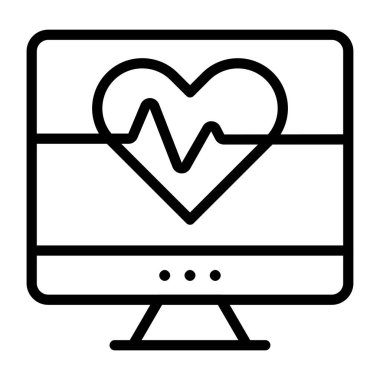 Düz dizaynlı elektrokardiyogramın simgesi 