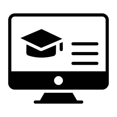 Mortarboard içerideki monitör, uzaktan eğitimin doldurulmuş tasarımı 