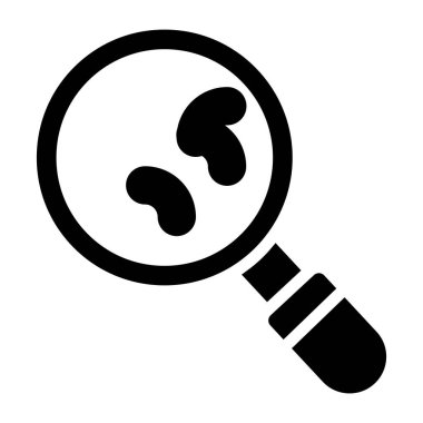 Mikrop analiz ikonu, büyüteç altında mikroorganizma