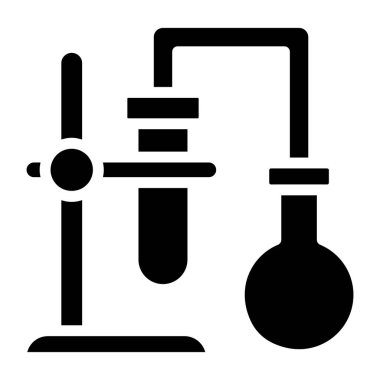 Kimyasal reaksiyon simgesi, katı anahat biçiminde deney vektörü