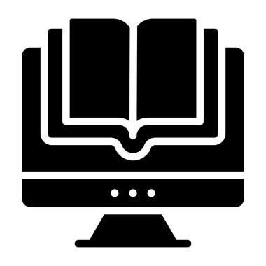 İçerideki kitapçık monitör, elektronik kitap simgesi