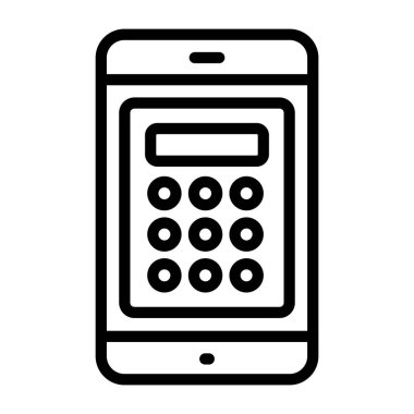         Mobil hesap makinesinin simgesi, hesaplamanın doğrusal tasarımı  