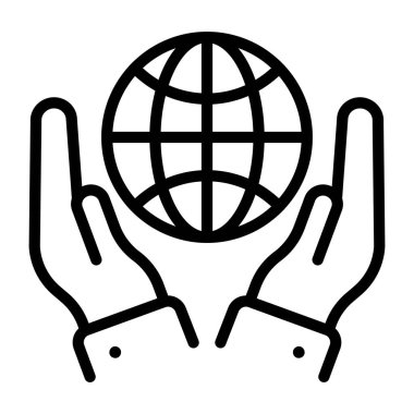        Dünya bakımı simgesi, doğrusal tasarım 