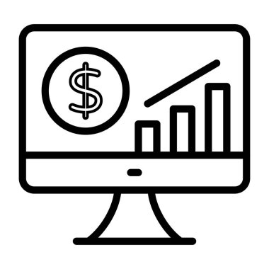         Çevrimiçi finansal analiz simgesi, doğrusal tasarım
