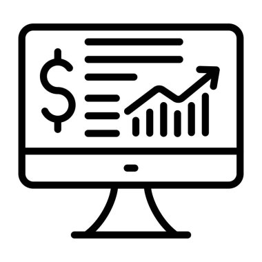         Çevrimiçi finansal veri analiz simgesi, doğrusal tasarım