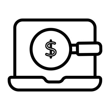          Büyüteç içinde dolar, para arama simgesi