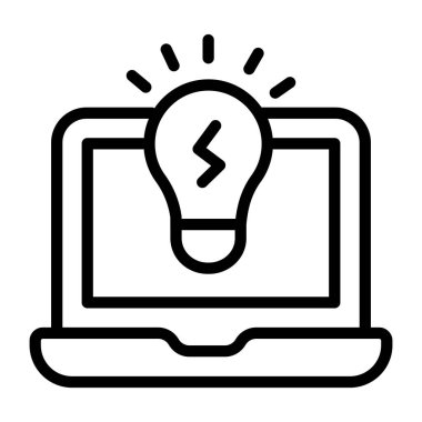        Dizüstü bilgisayarın içindeki ampul, çevrimiçi fikir simgesi