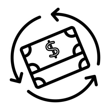       Tersine çevrilebilir okları olan dolar, para akışı simgesi