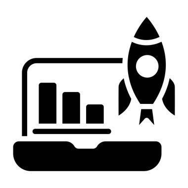      Bilgisayarında roket olan veriler, iş başlatma simgesi