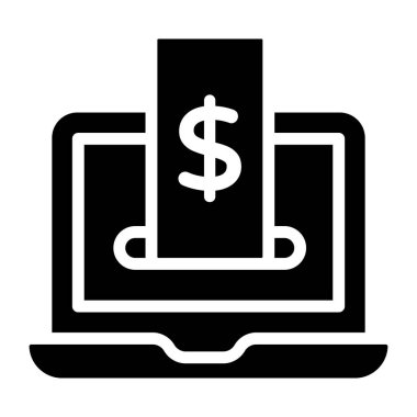 Bilgisayarın içindeki banknotta çevrimiçi para simgesi gösteriliyor