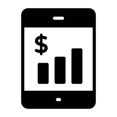 Mobil veri analiz simgesi kabartma tasarımı