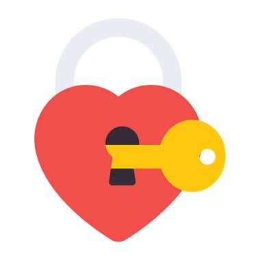 Kalbin içindeki kilit, aşk kilidi simgesi kavramı