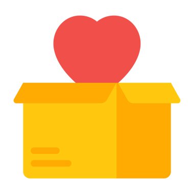        Kartondaki kalp, aşk kutusu simgesi