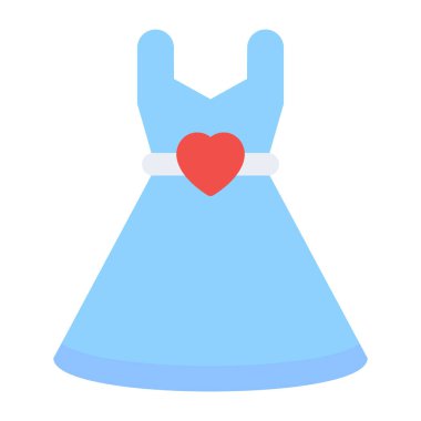        Güzel bir kadın kıyafeti, düz bir sevgililer günü elbisesi ikonu. 