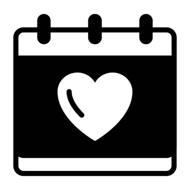    Sevgililer Günü anımsatıcı simgesini simgeleyen takvimdeki kalp