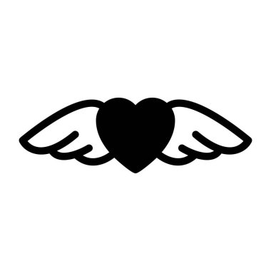        Kanatlı kalp, aşk kanatları kavramı katı ikon