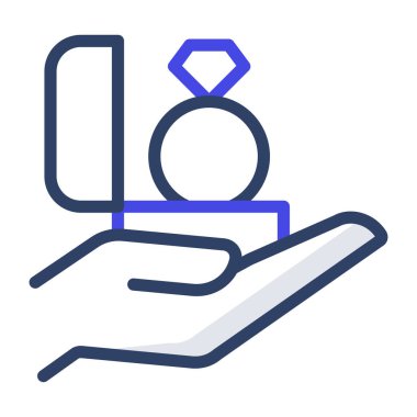        El simgesinde güzel bir elmas yüzük, vektör teklif et 