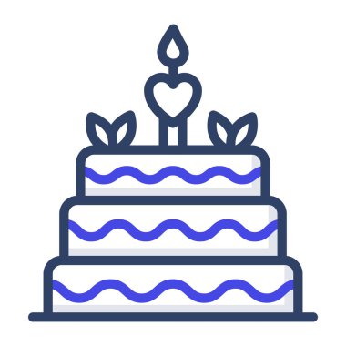     Sevgililer günü pastası ikonu kavramının üzerine kalp mumu.