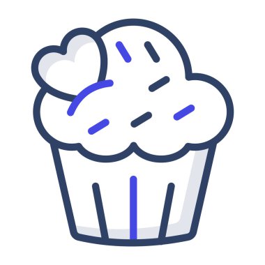        Doğrusal tarzda lezzetli bir kek ikonu 