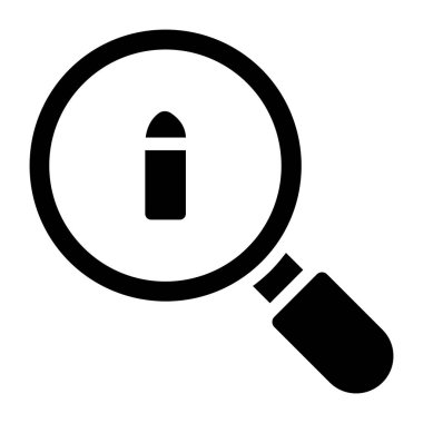 Mermi büyüteç altında, kurşun araştırma simgesi