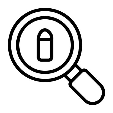 Mermi büyüteç altında, kurşun araştırma simgesi