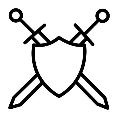 Modern vektör biçiminde kılıçlar ve kalkan simgesi