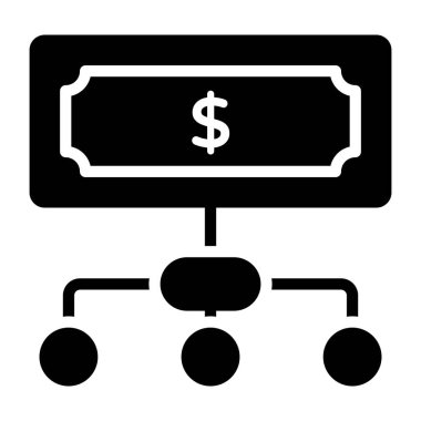 Bağlantıları olan banknot, para ağı simgesi