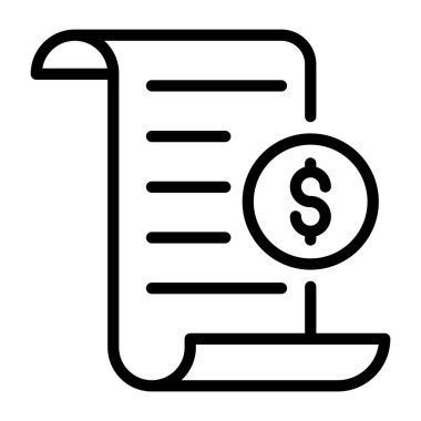 Dolar ve fatura vektörlü katlanmış kağıdın simgesi