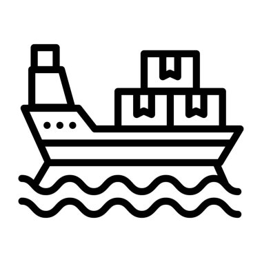 Teknenin içindeki paketler, kargo gemisi simgesi