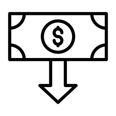 Aşağı doğru oklu banknot, aşağı doğru para birimi simgesi