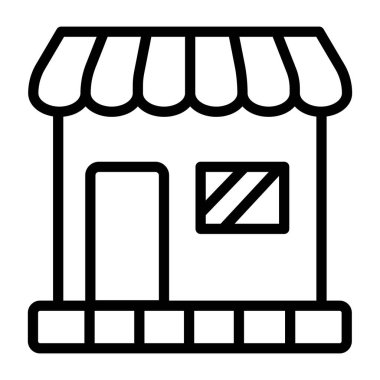 Mağaza mimarisi ve outlet simgesinin eşsiz bir tasarım vektörü
