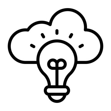 Parlak ampullü bulut, bulut fikri simgesi konsepti