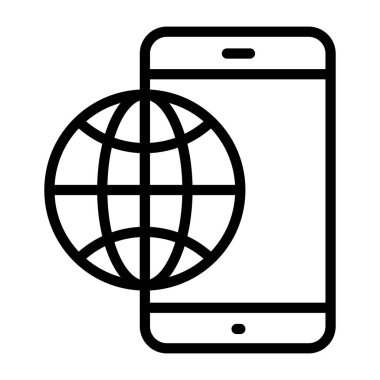 Akıllı telefonlu dünya, mobil tarayıcı simgesinin doğrusal tasarımı