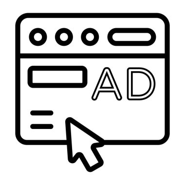 Doğrusal vektör tasarımında çevrimiçi reklamın simgesi