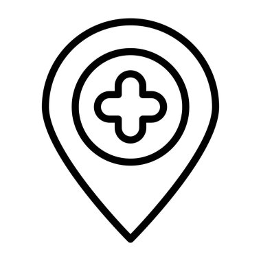 İşaretçi içinde tıbbi işaret, hastane konumu simgesi