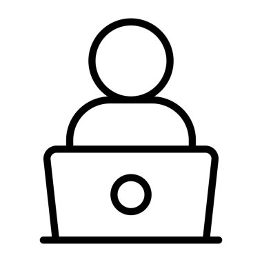 Dizüstü bilgisayarın önünde Avatar, online öğrenci simgesi