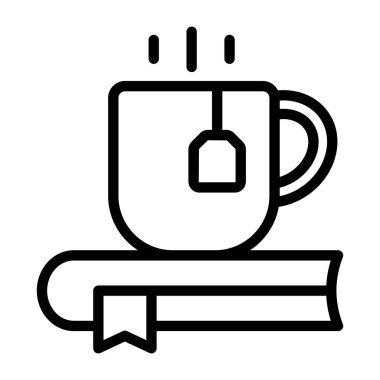 Kitaplı çay fincanı, ders arası konsepti.