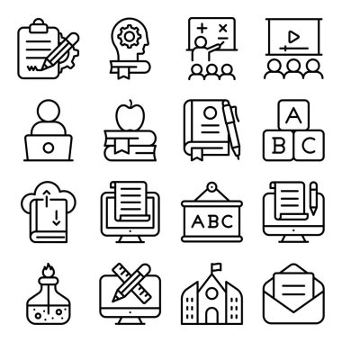 Eğitim ve Öğrenme Doğrusal Simgeleri Paketi