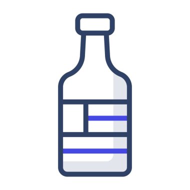 Şarap şişesinin düz tasarımı, viski ikonu