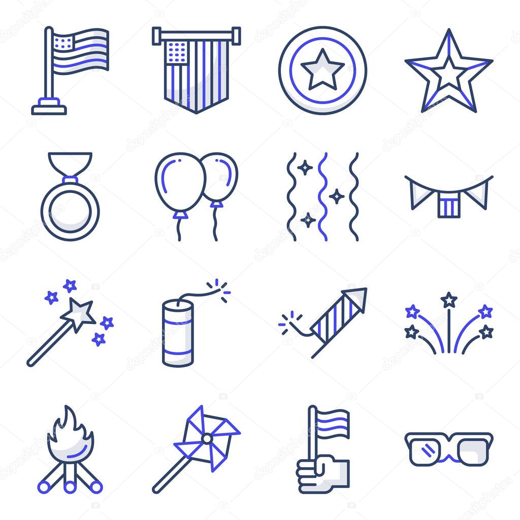 Pack of 4th July Flat Icons