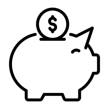 Bir tasarım, domuz kumbarasının simgesi.