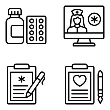 Tıbbi ve Eczane Lineer Simgeleri Paketi 