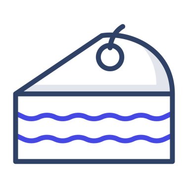 Üzerinde vişne olan tatlı pasta, düz pasta ikonu.