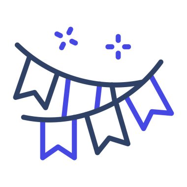 Parti dekorasyonları için renkli kiraz çiçekleri, düz çelenkler simgesi