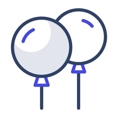 Dekoratif renkli balonlar, düz tasarım vektörü